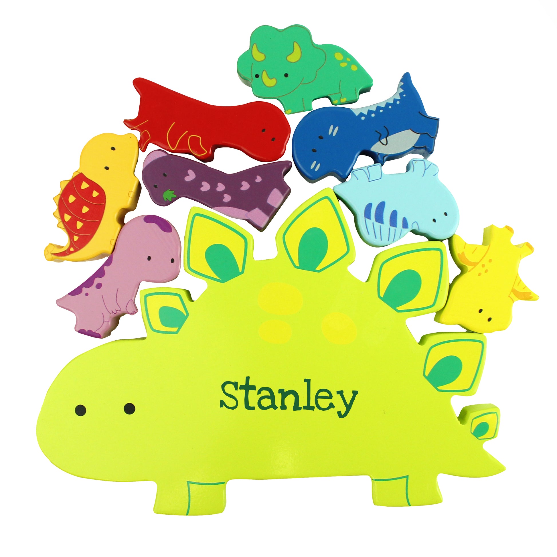 Personalised Name Only Wooden Dinosaur Stacker Toy - MK&JD Gifts