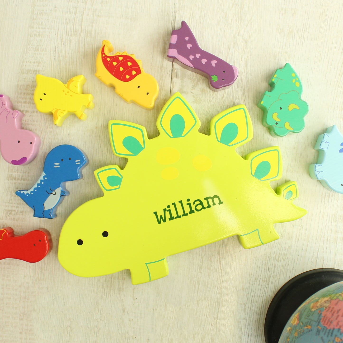 Personalised Name Only Wooden Dinosaur Stacker Toy - MK&JD Gifts