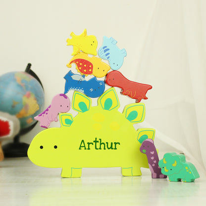 Personalised Name Only Wooden Dinosaur Stacker Toy - MK&JD Gifts