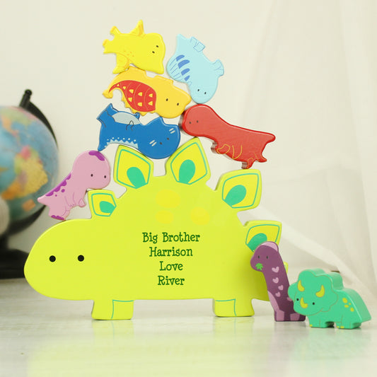 Personalised Free Text Wooden Dinosaur Stacker Toy - MK&JD Gifts