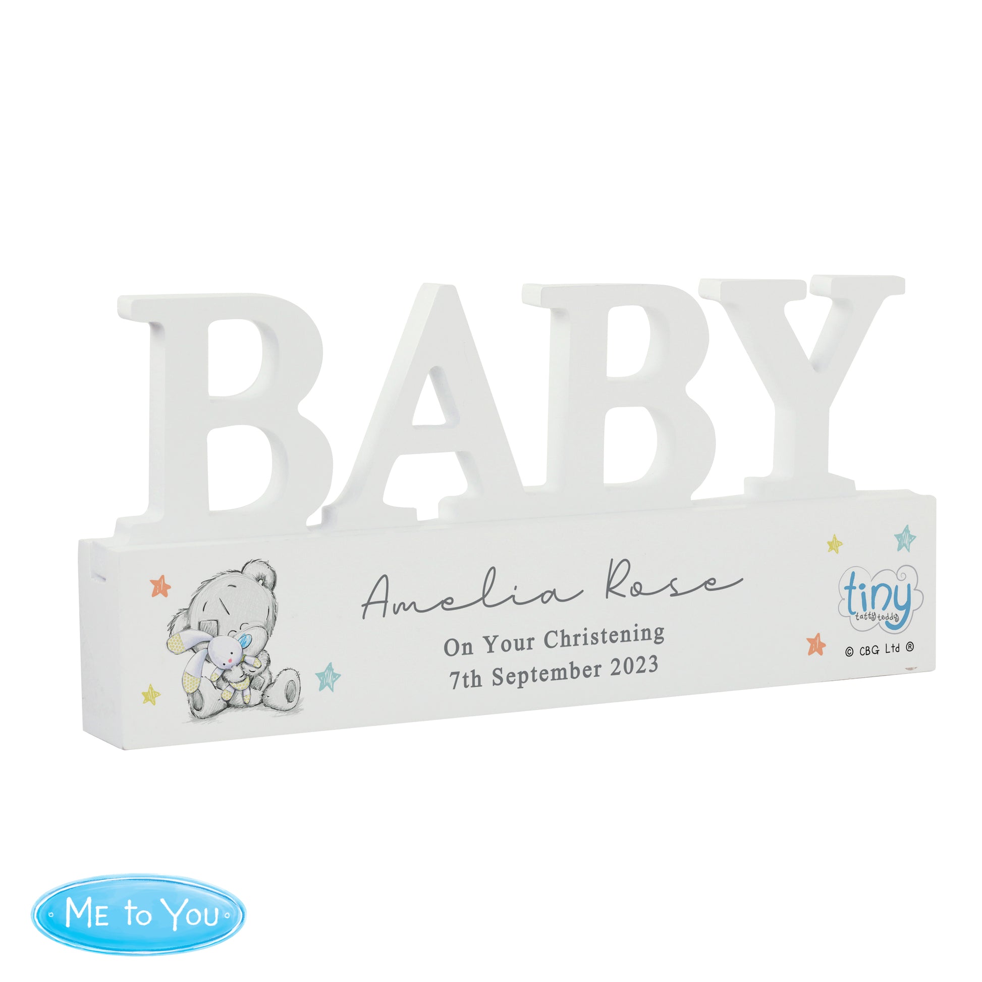Personalised Tiny Tatty Teddy Wooden Baby Ornament - MK&JD Gifts