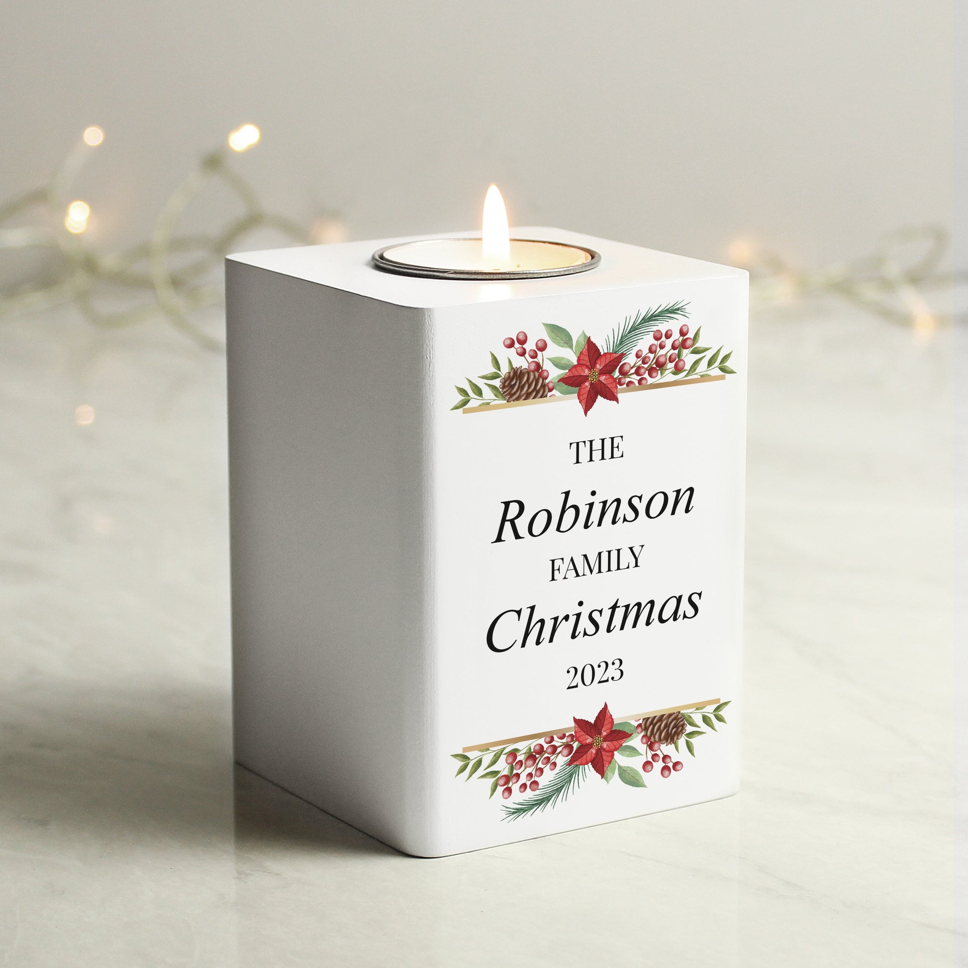 Personalised Christmas Wooden Tealight Holder - MK&JD Gifts