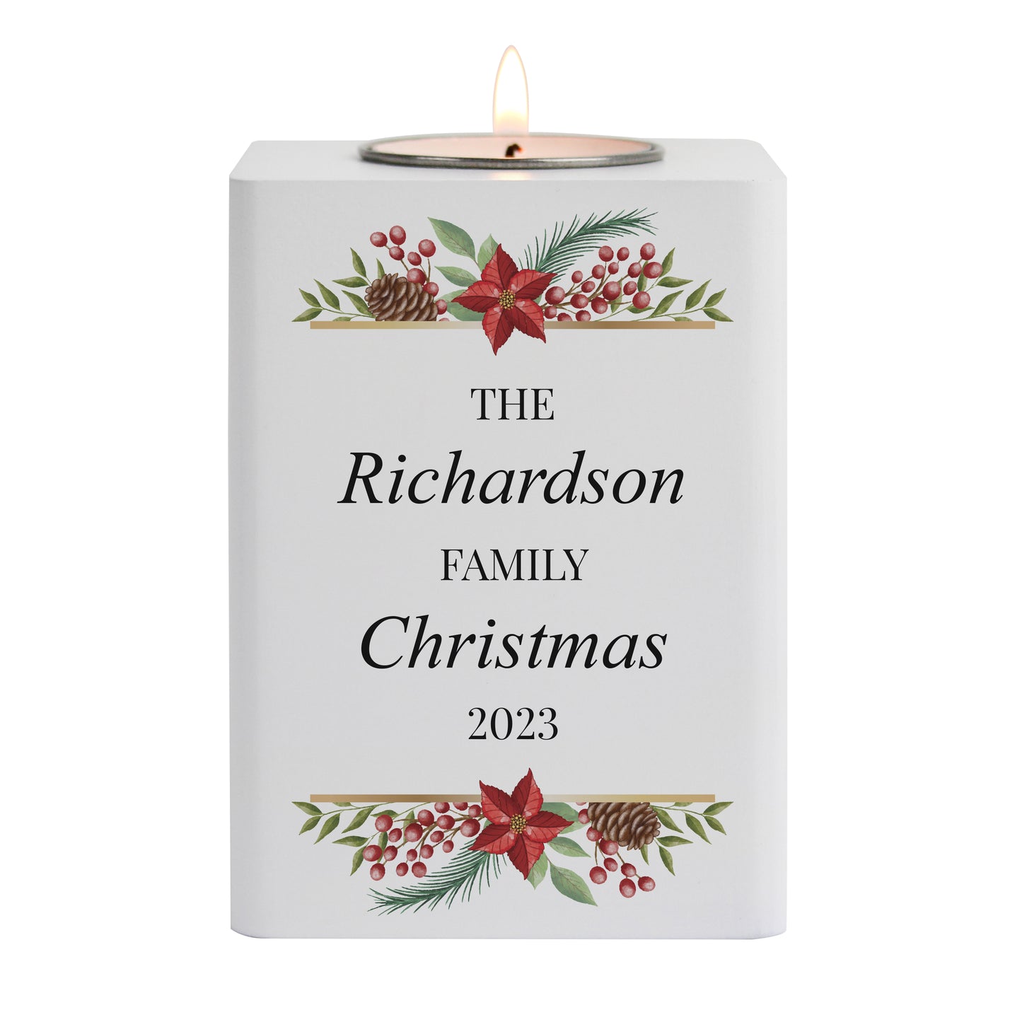 Personalised Christmas Wooden Tealight Holder - MK&JD Gifts