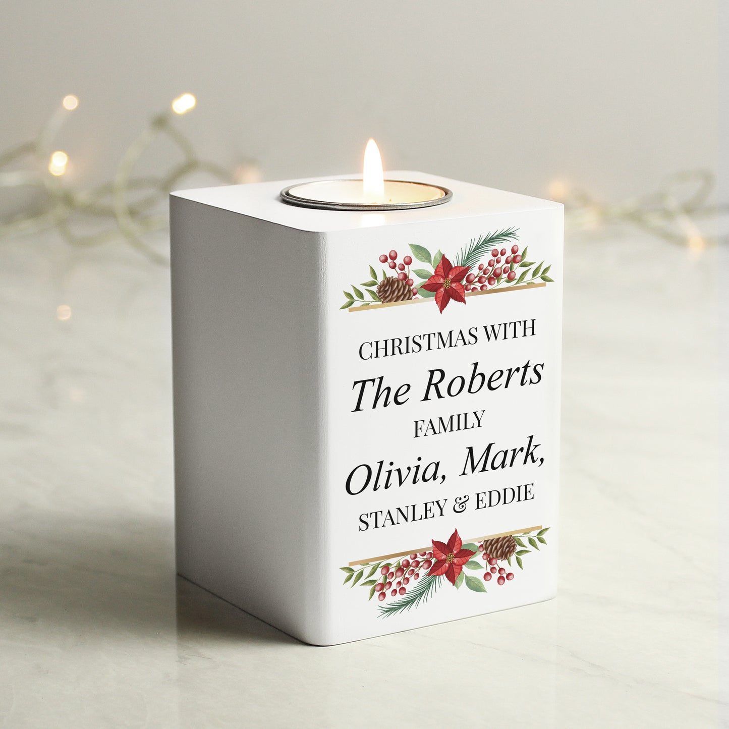 Personalised Christmas Wooden Tealight Holder - MK&JD Gifts