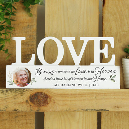 Personalised Botanical Memorial Photo Upload Wooden Love Ornament - MK&JD Gifts
