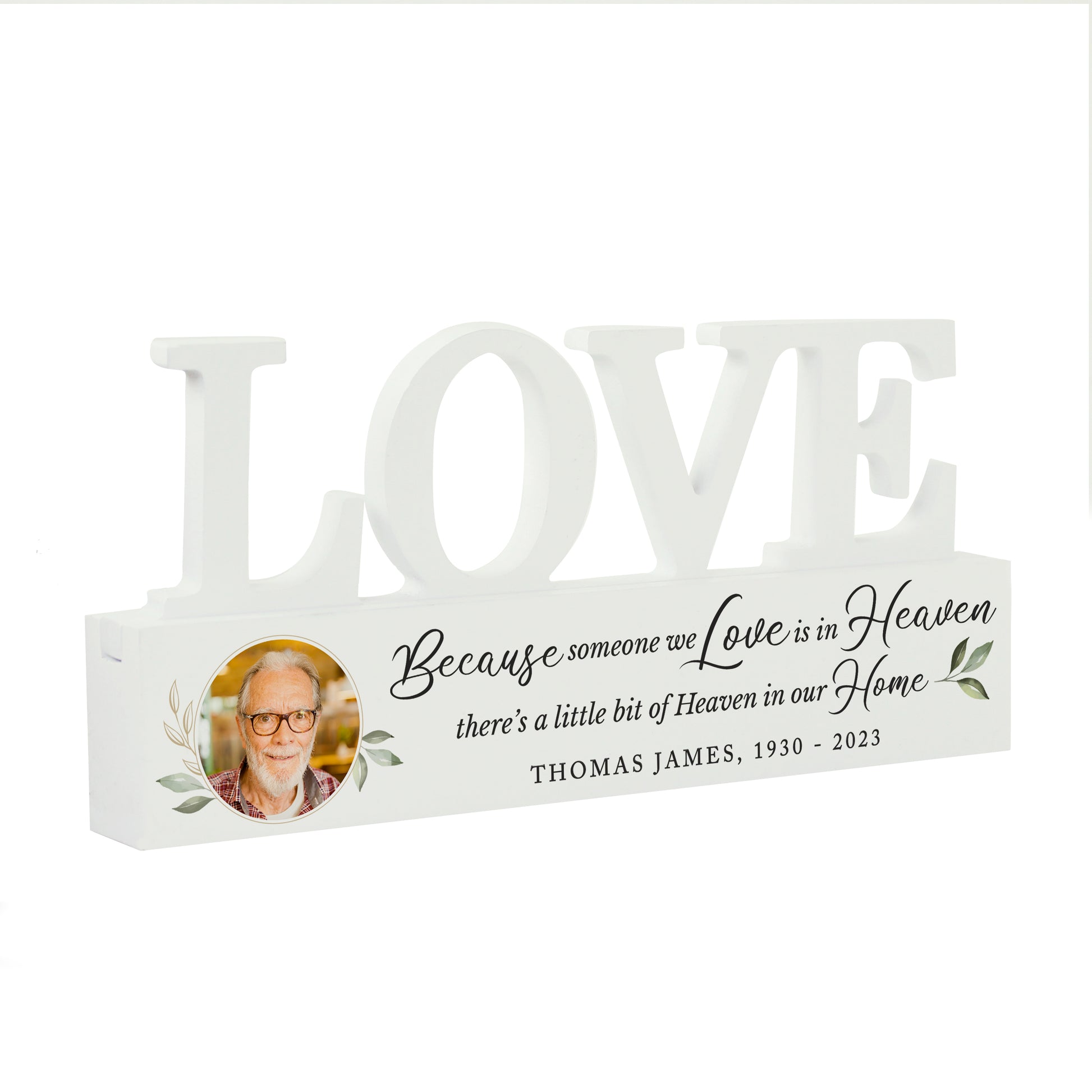 Personalised Botanical Memorial Photo Upload Wooden Love Ornament - MK&JD Gifts