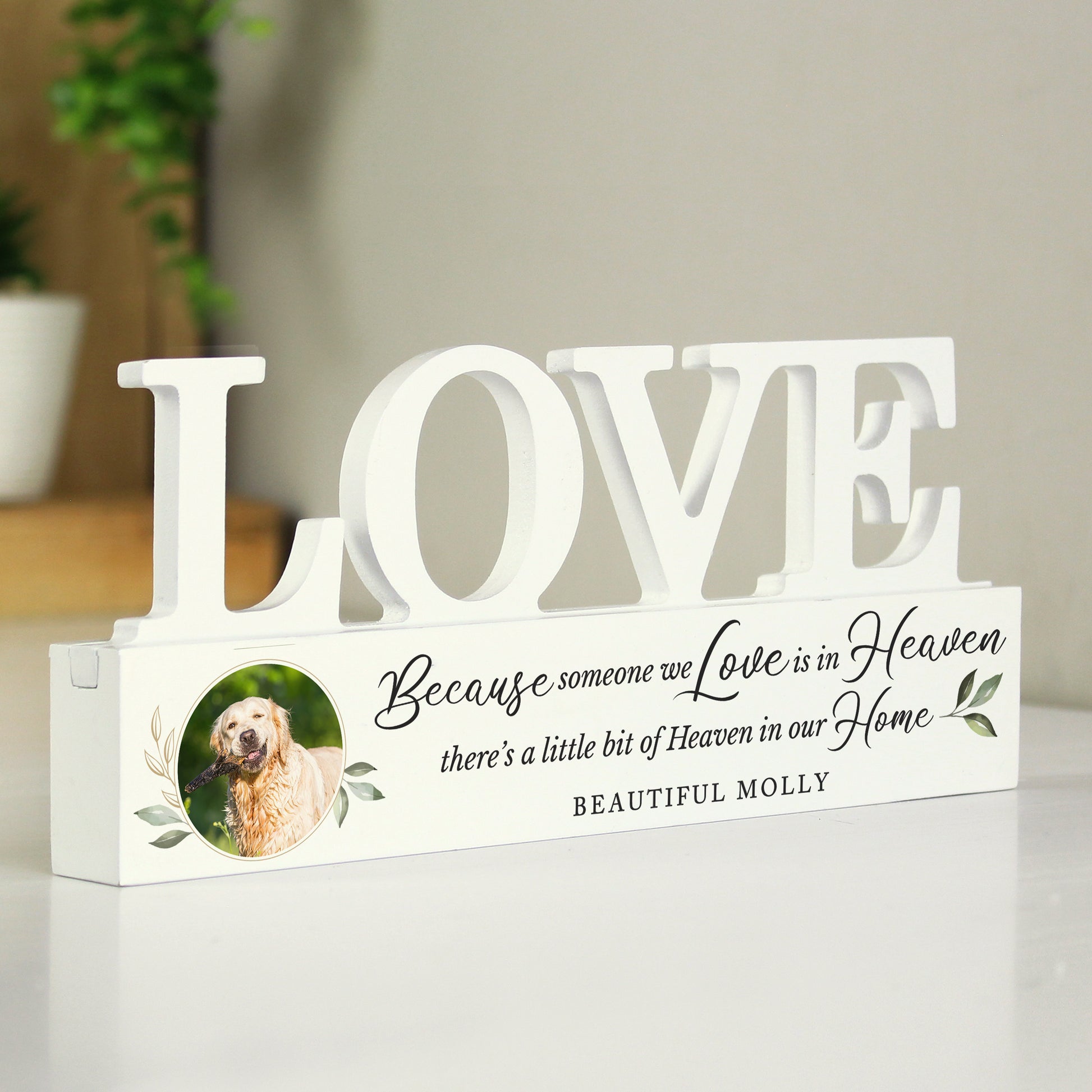 Personalised Botanical Memorial Photo Upload Wooden Love Ornament - MK&JD Gifts