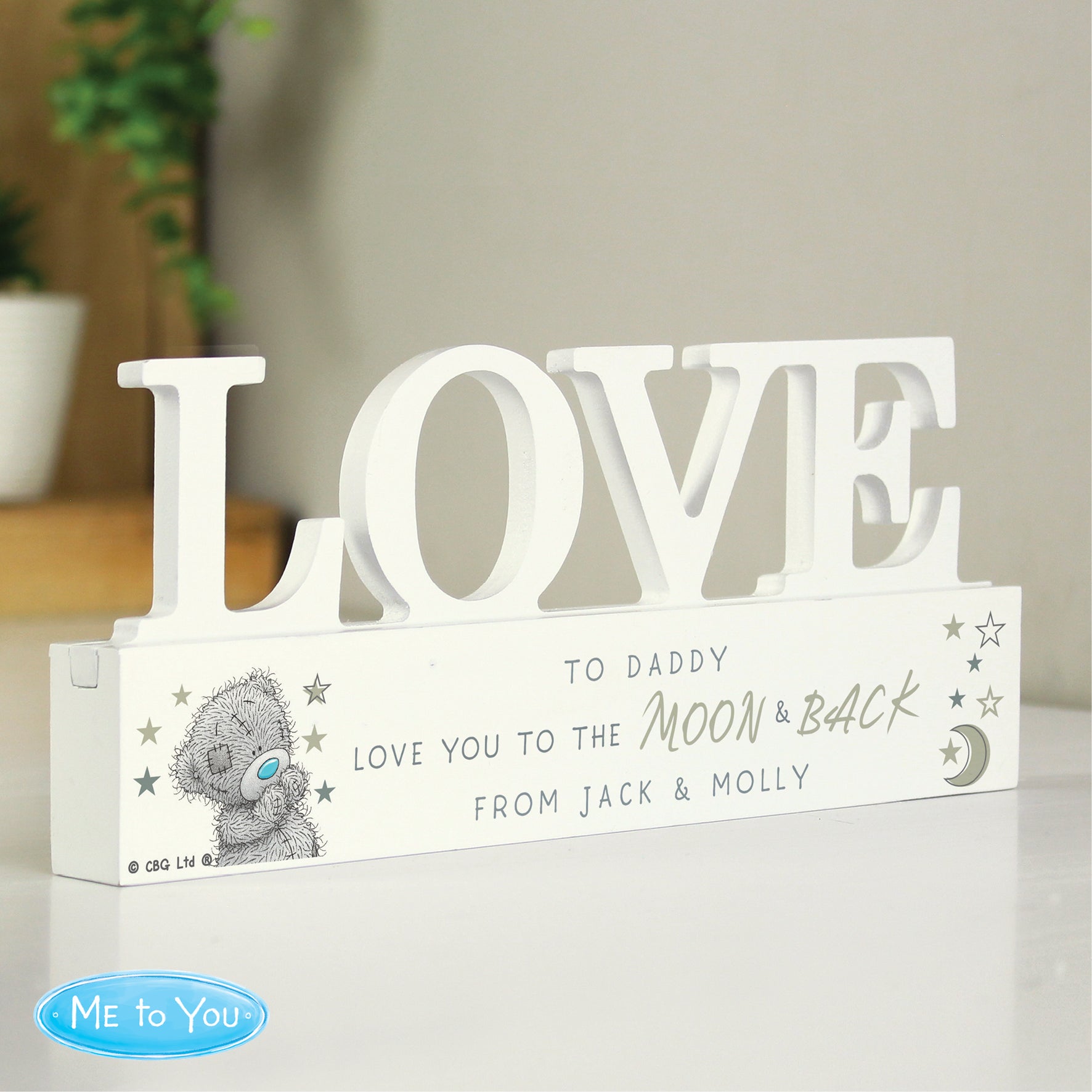 Personalised Me To You Moon and Back Wooden Love Ornament - MK&JD Gifts