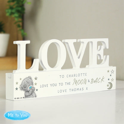Personalised Me To You Moon and Back Wooden Love Ornament - MK&JD Gifts