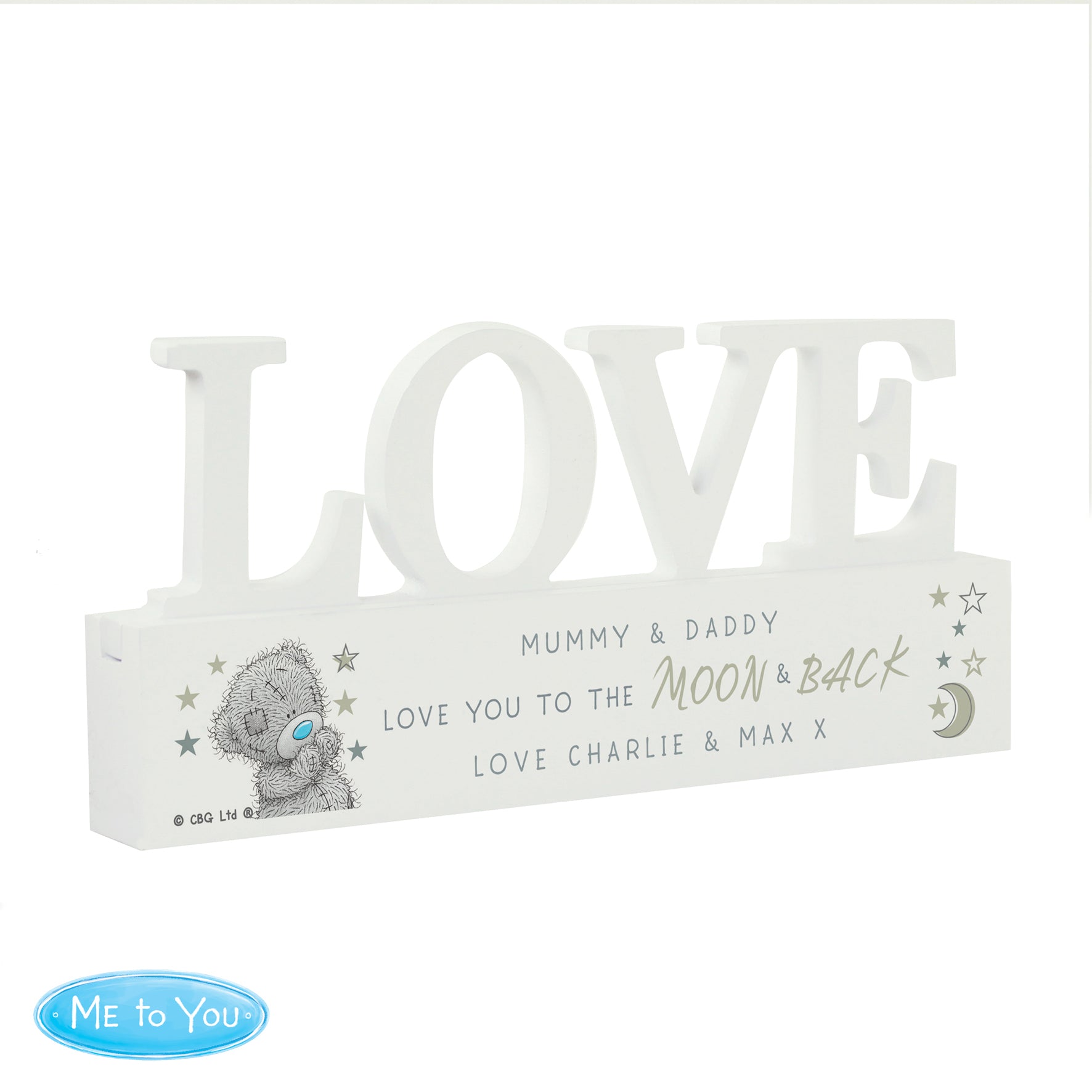 Personalised Me To You Moon and Back Wooden Love Ornament - MK&JD Gifts