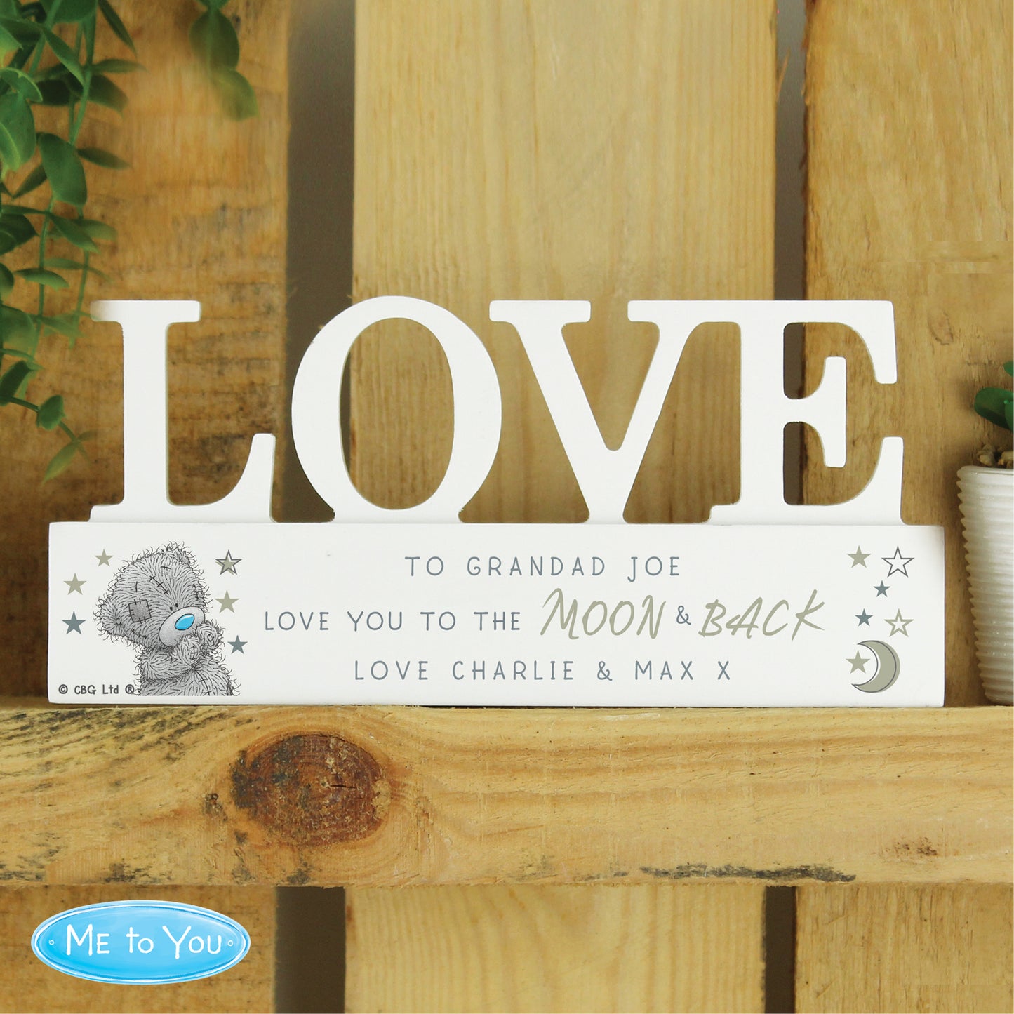 Personalised Me To You Moon and Back Wooden Love Ornament - MK&JD Gifts
