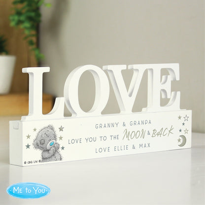 Personalised Me To You Moon and Back Wooden Love Ornament - MK&JD Gifts
