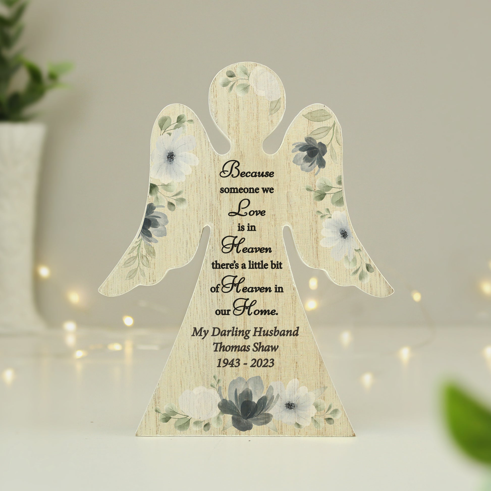 Personalised Memorial Wooden Angel Ornament - MK&JD Gifts