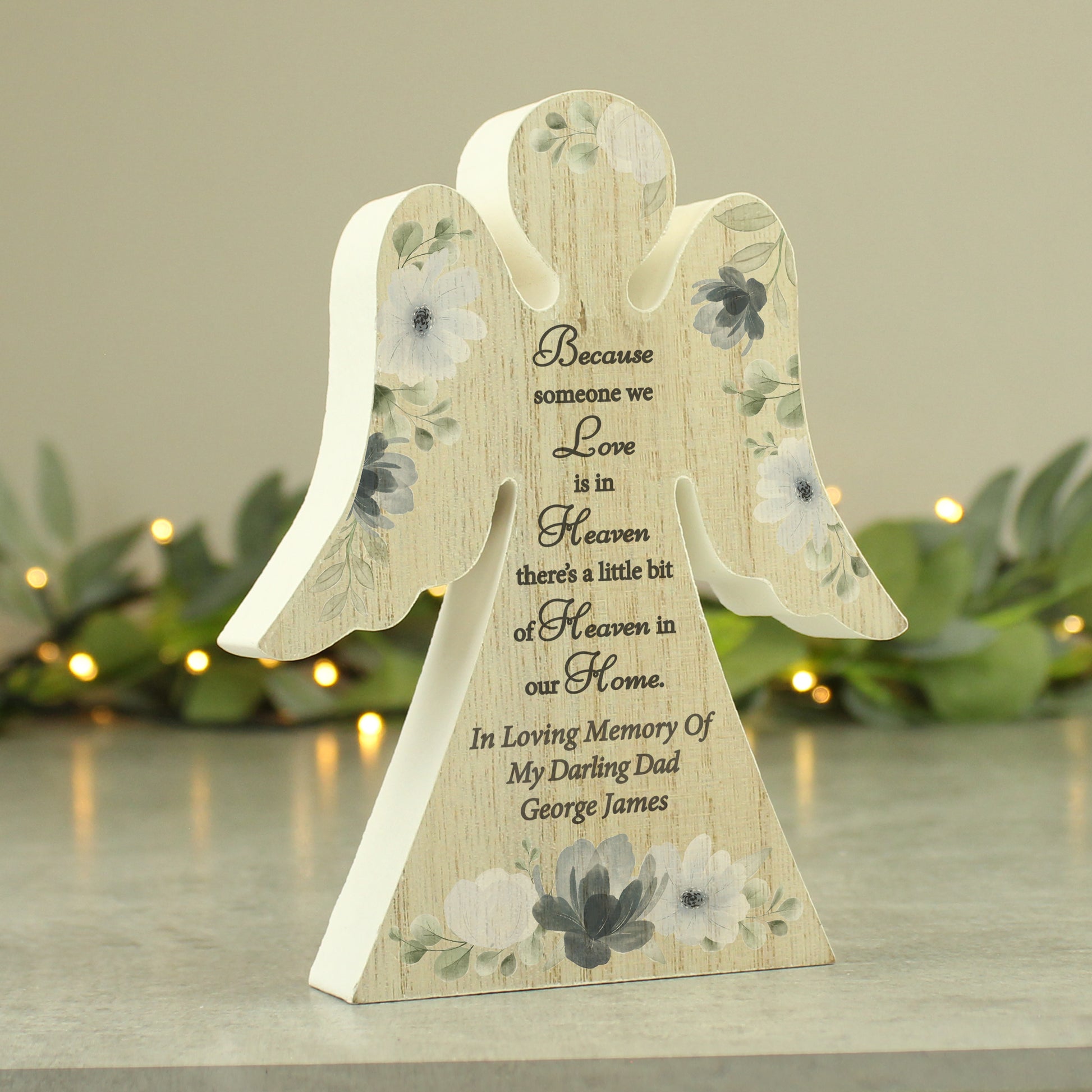 Personalised Memorial Wooden Angel Ornament - MK&JD Gifts