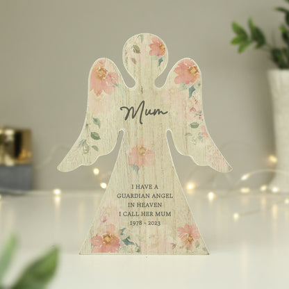 Personalised Floral Wooden Angel Ornament - MK&JD Gifts