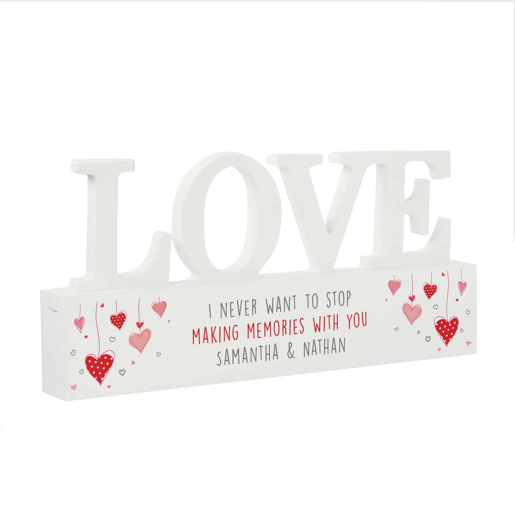 Personalised Red Hearts Wooden Love Ornament - MK&JD Gifts