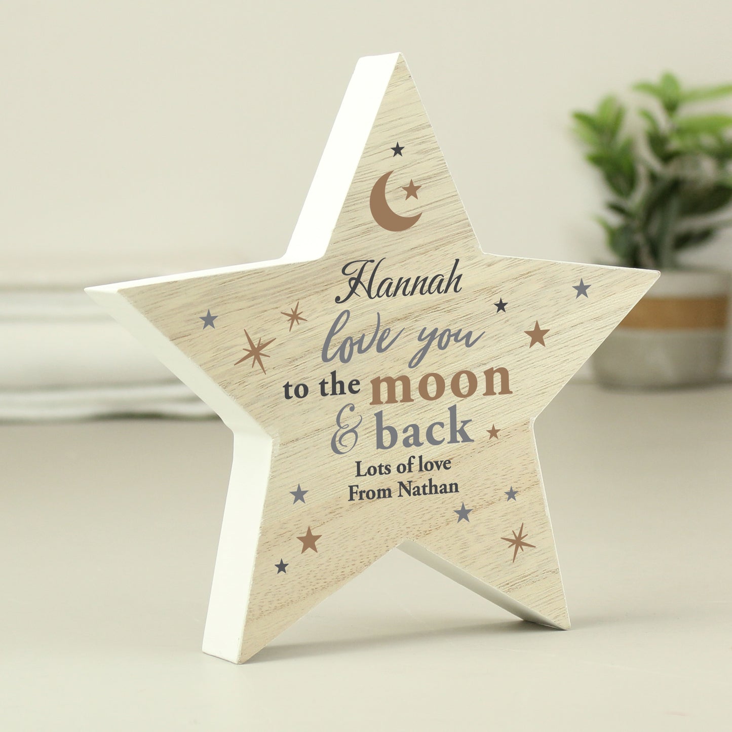 Personalised Love You Wooden Star Ornament - MK&JD Gifts