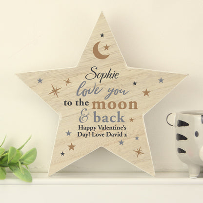 Personalised Love You Wooden Star Ornament - MK&JD Gifts