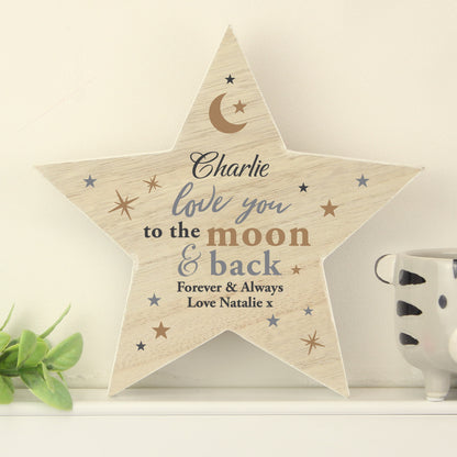 Personalised Love You Wooden Star Ornament - MK&JD Gifts
