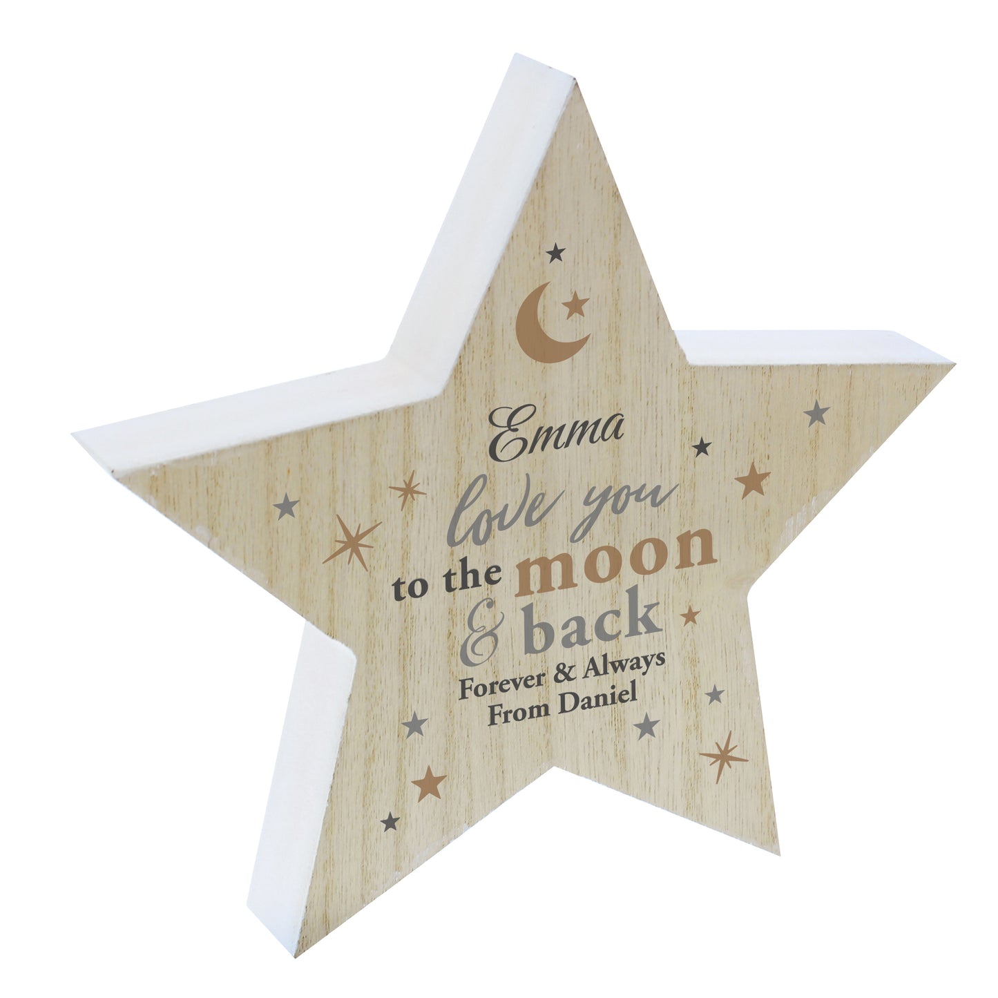 Personalised Love You Wooden Star Ornament - MK&JD Gifts