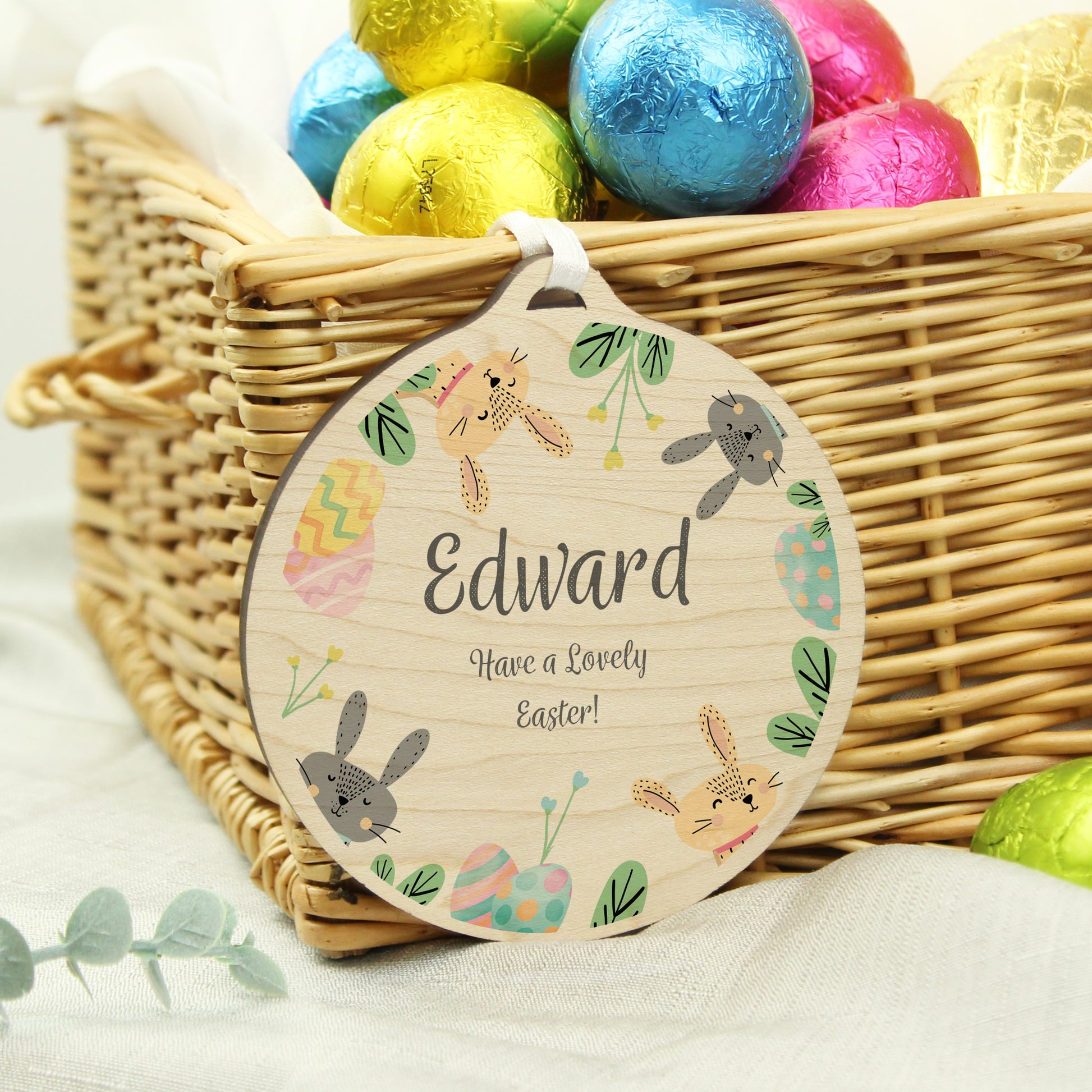Personalised Easter Bunny Wooden Decoration - MK&JD Gifts