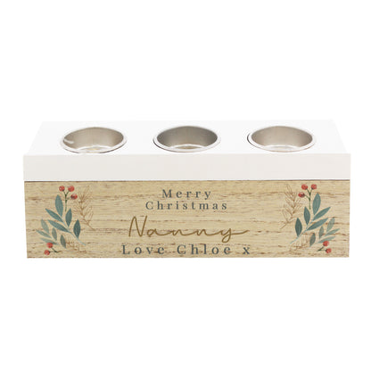 Personalised Christmas Foliage Triple Tea Light Box - MK&JD Gifts