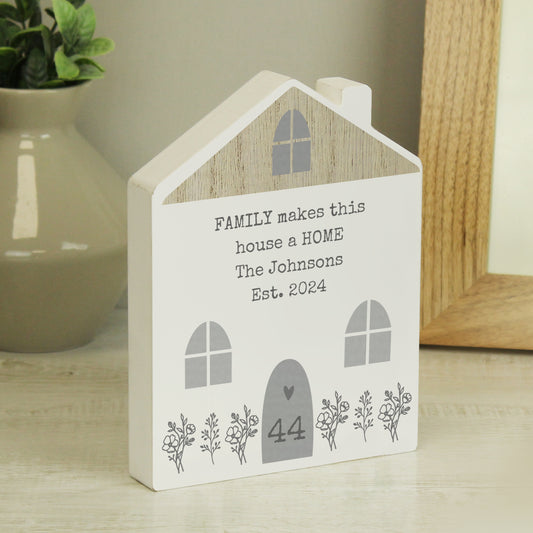 Personalised Grey Wooden House Ornament - MK&JD Gifts