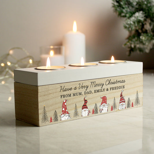 Personalised Gonk Christmas Triple Tea Light Box - MK&JD Gifts