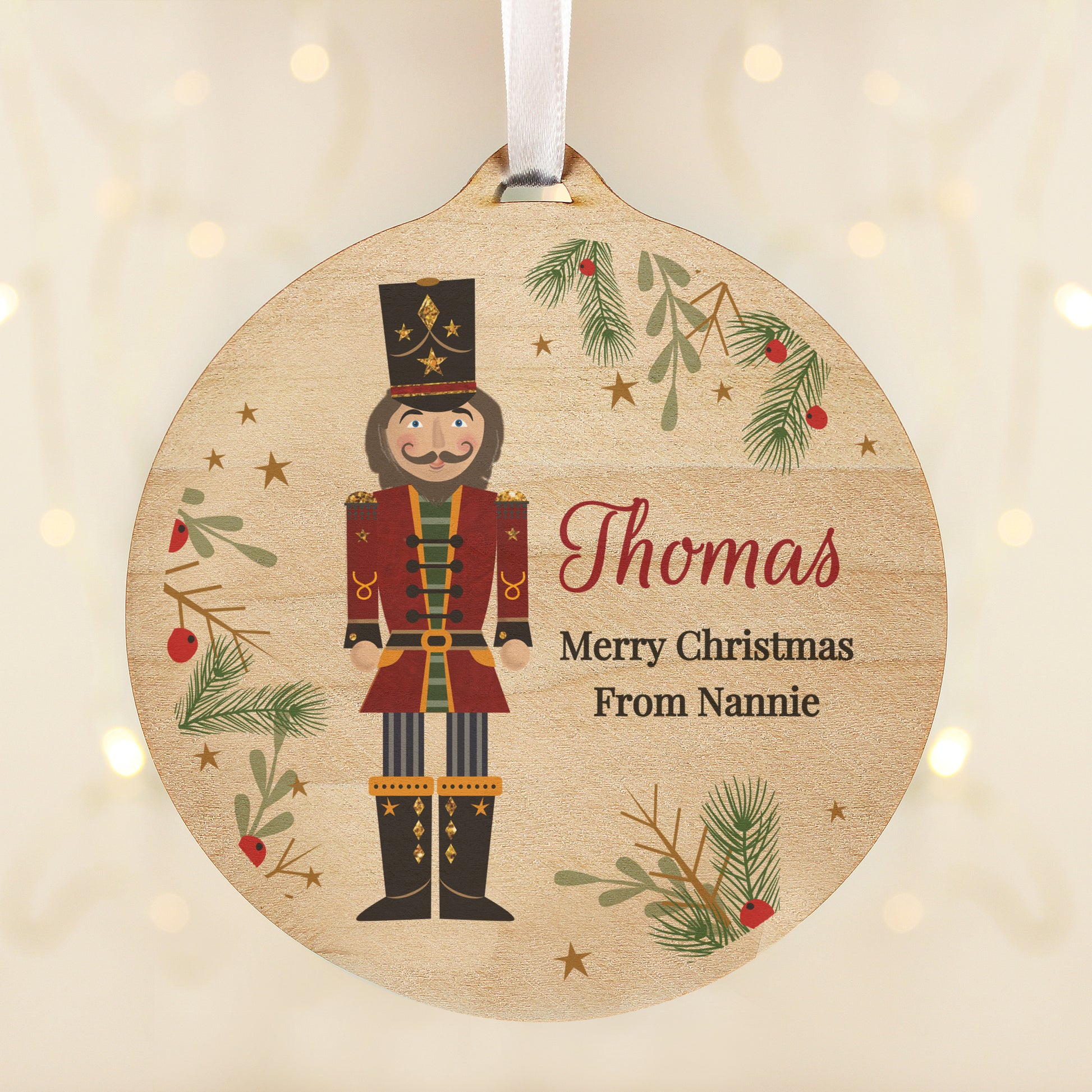 Personalised Christmas Nutcracker Wooden Bauble - MK&JD Gifts