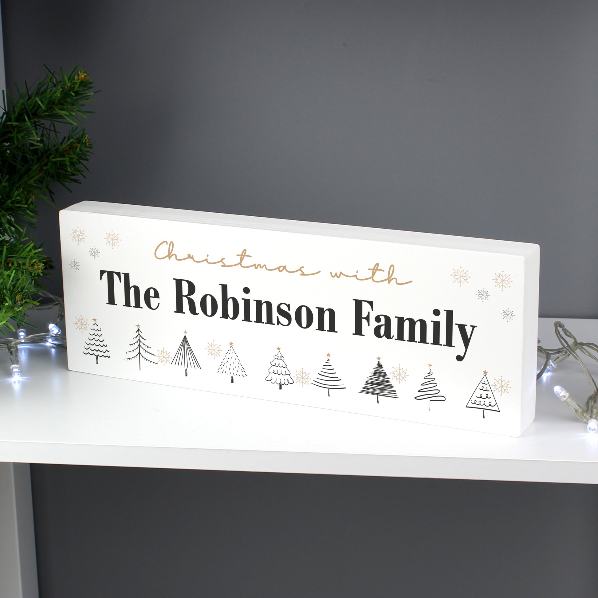 Personalised Christmas Tree Wooden Mantel Decoration - MK&JD Gifts
