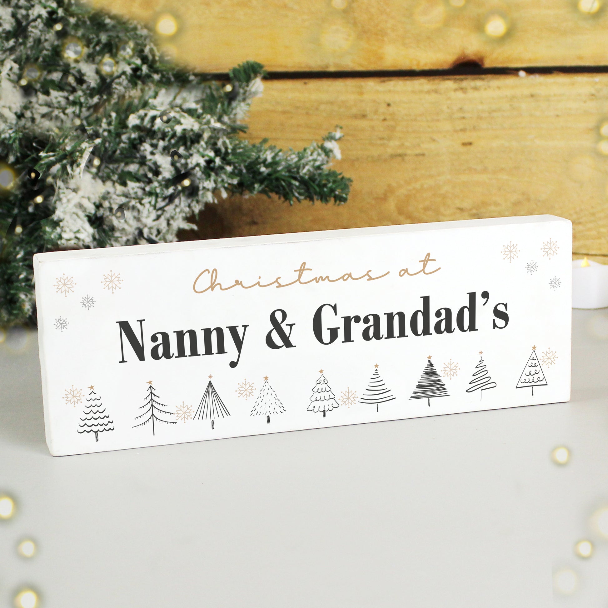 Personalised Christmas Tree Wooden Mantel Decoration - MK&JD Gifts