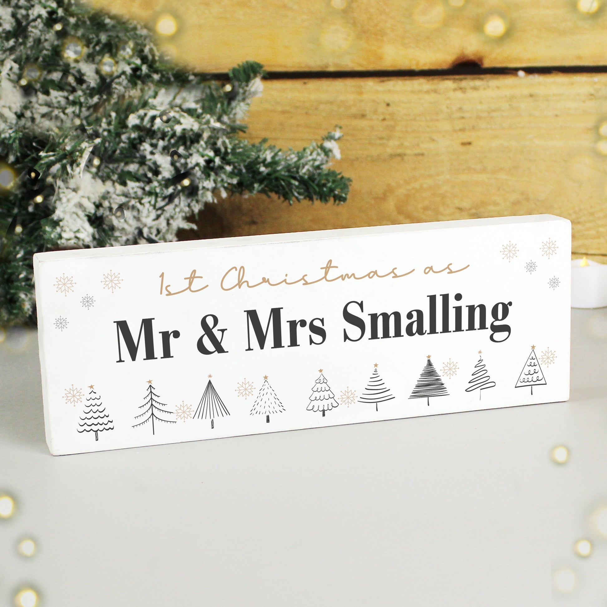 Personalised Christmas Tree Wooden Mantel Decoration - MK&JD Gifts