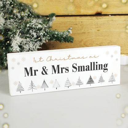 Personalised Christmas Tree Wooden Mantel Decoration - MK&JD Gifts
