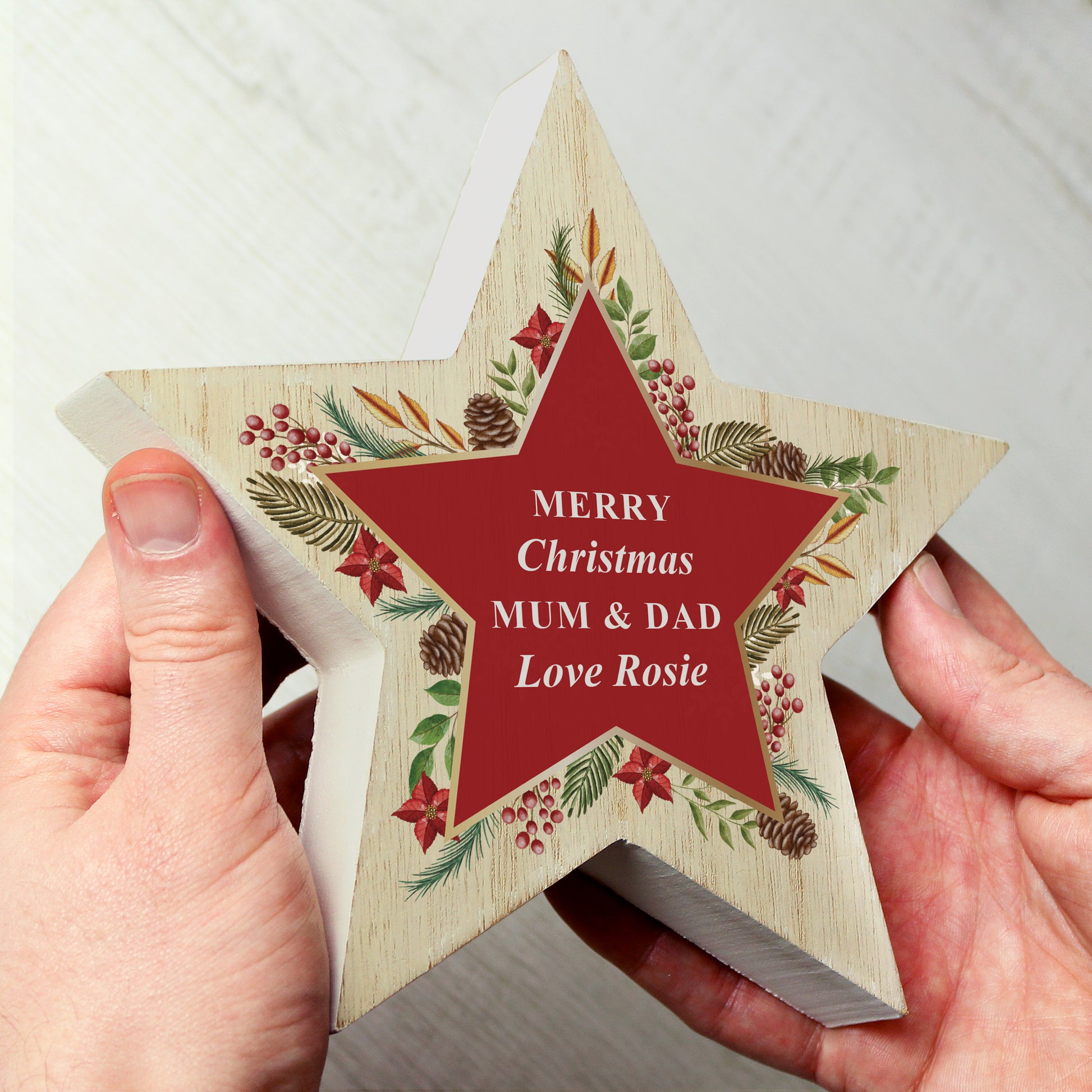Personalised Christmas Wreath Wooden Star Ornament - MK&JD Gifts