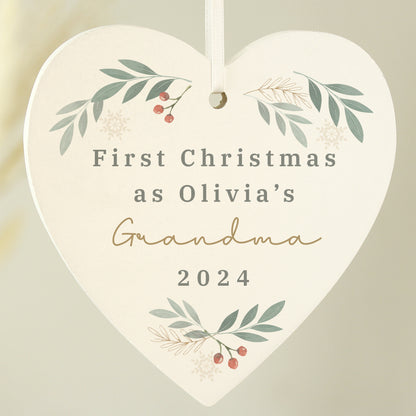 Personalised Christmas Foliage Hanging Heart Decoration - MK&JD Gifts
