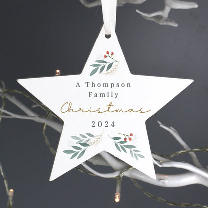 Personalised Christmas Foliage Hanging Star Decoration - MK&JD Gifts