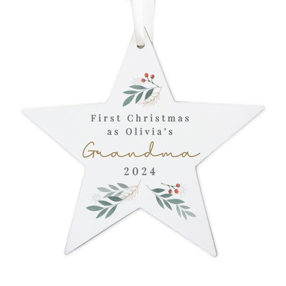 Personalised Christmas Foliage Hanging Star Decoration - MK&JD Gifts