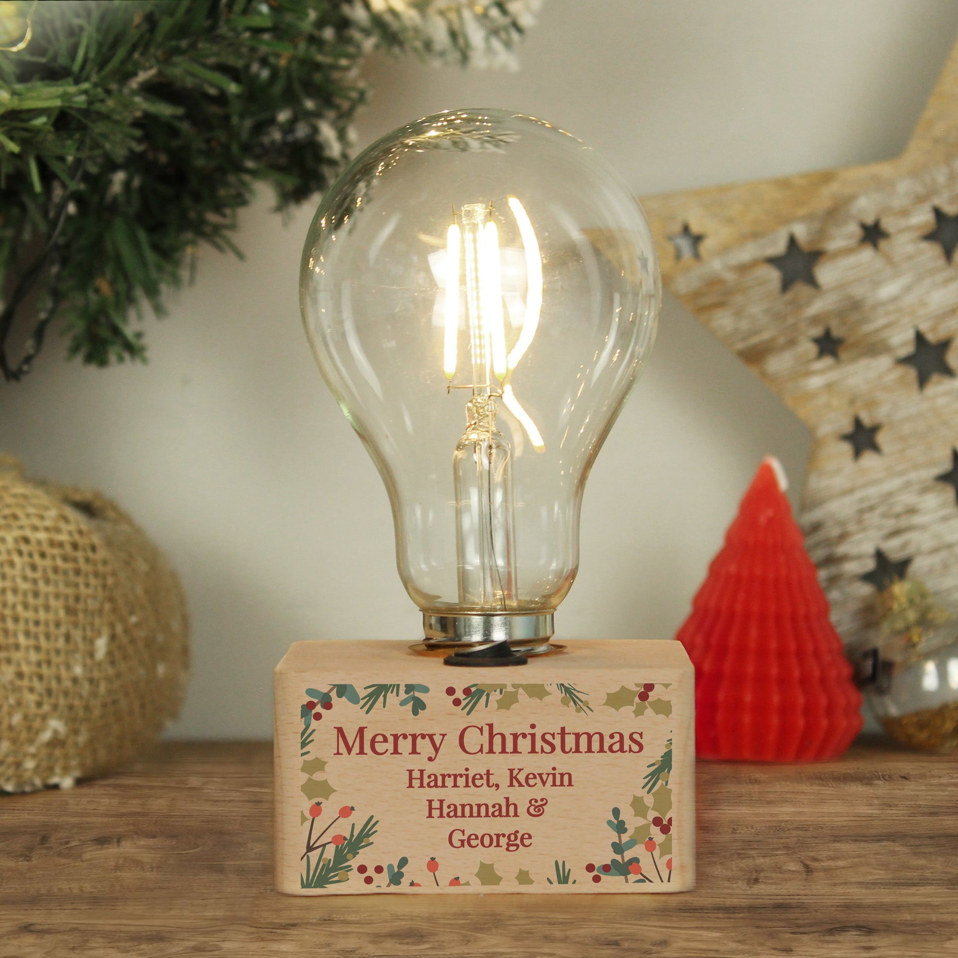 Personalised Christmas Foliage Light Bulb - MK&JD Gifts