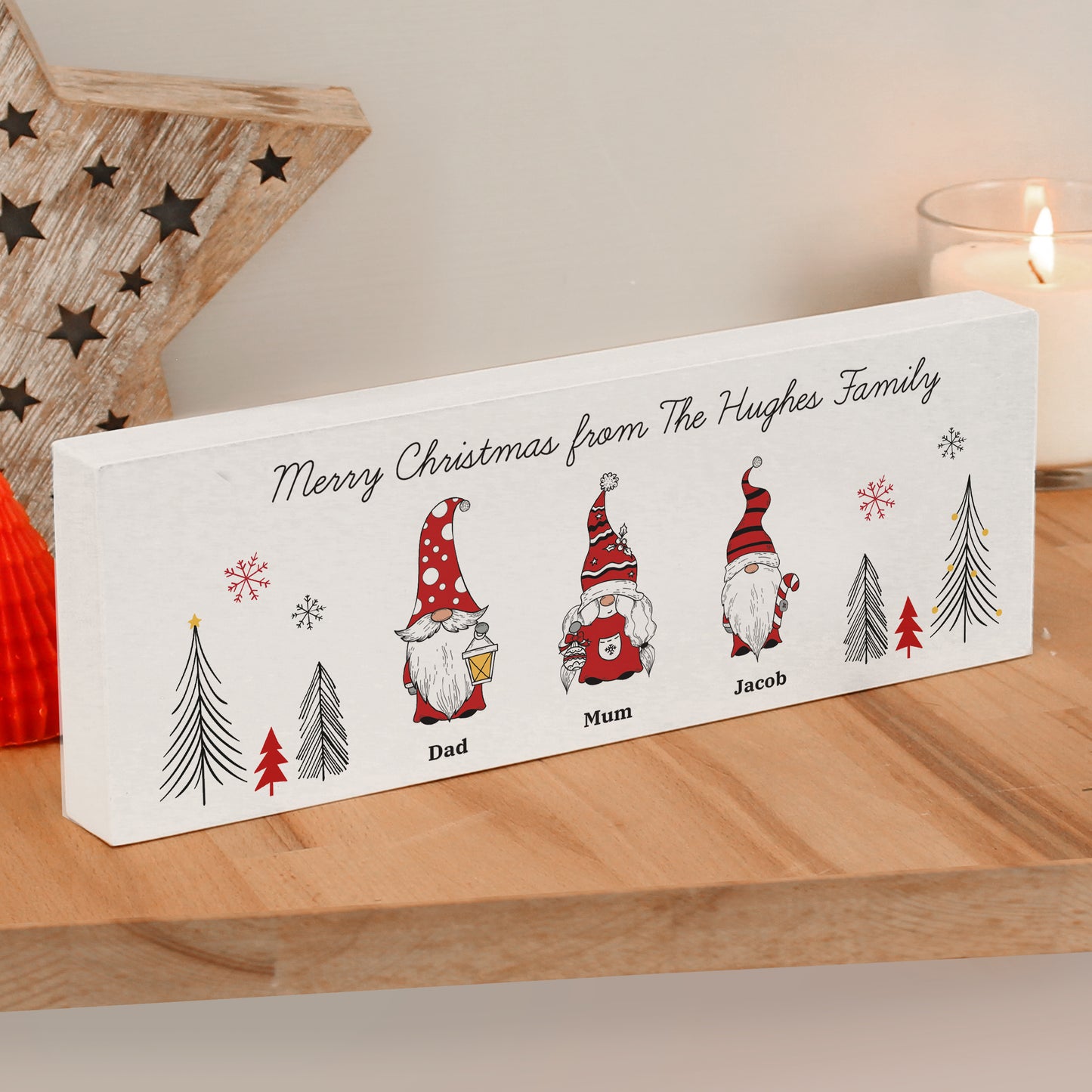 Personalised Gonk Family Christmas Wooden Mantel Decoration - MK&JD Gifts