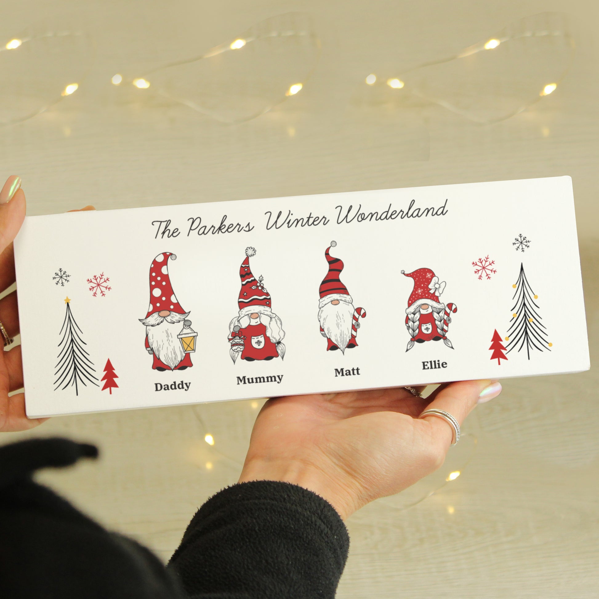 Personalised Gonk Family Christmas Wooden Mantel Decoration - MK&JD Gifts