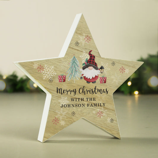 Personalised Gonk Christmas Wooden Star Ornament - MK&JD Gifts
