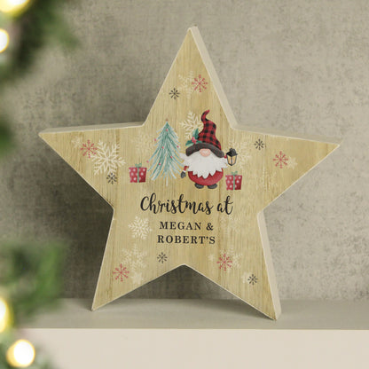 Personalised Gonk Christmas Wooden Star Ornament - MK&JD Gifts