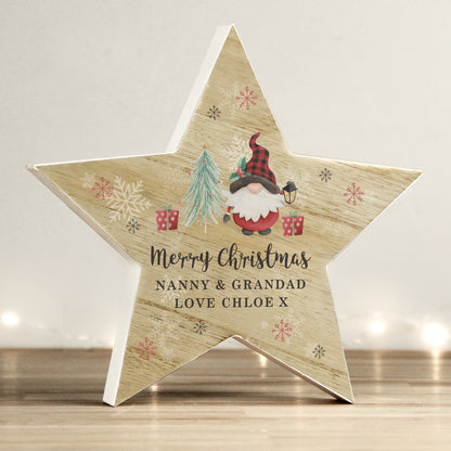 Personalised Gonk Christmas Wooden Star Ornament - MK&JD Gifts