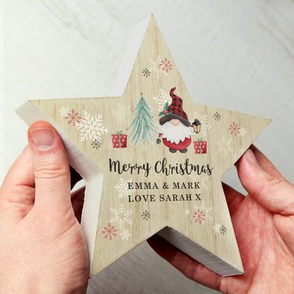 Personalised Gonk Christmas Wooden Star Ornament - MK&JD Gifts