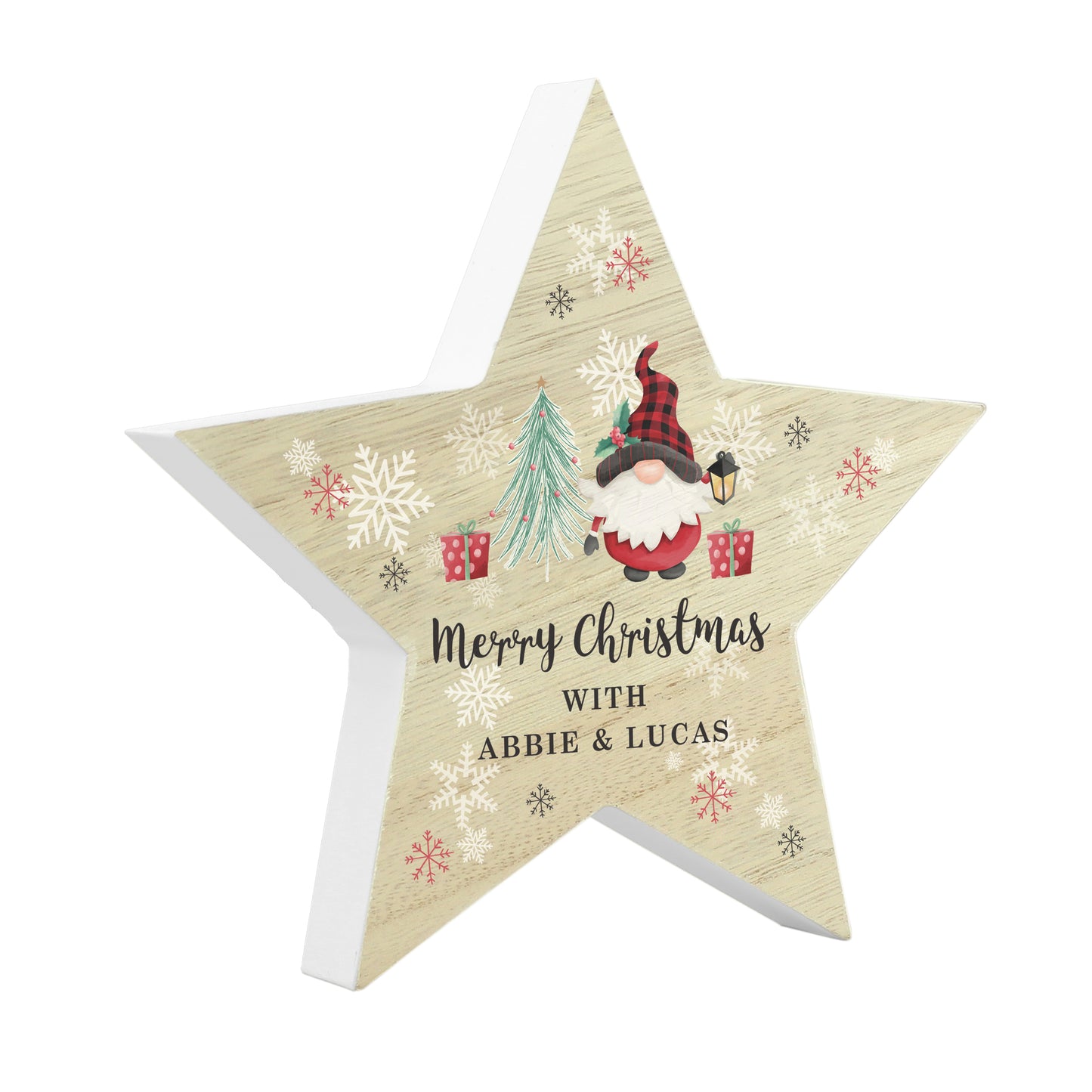 Personalised Gonk Christmas Wooden Star Ornament - MK&JD Gifts