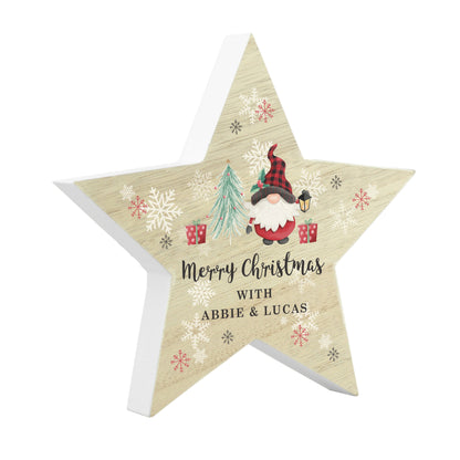 Personalised Gonk Christmas Wooden Star Ornament - MK&JD Gifts