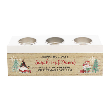 Personalised Christmas Gonk Triple Tea Light Box - MK&JD Gifts