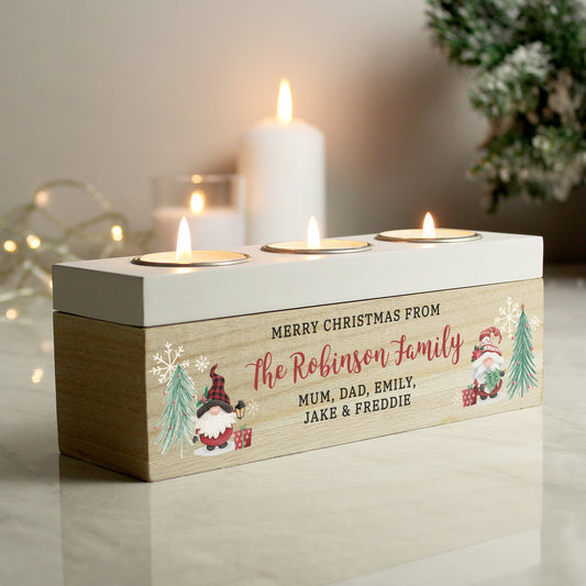 Personalised Christmas Gonk Triple Tea Light Box - MK&JD Gifts