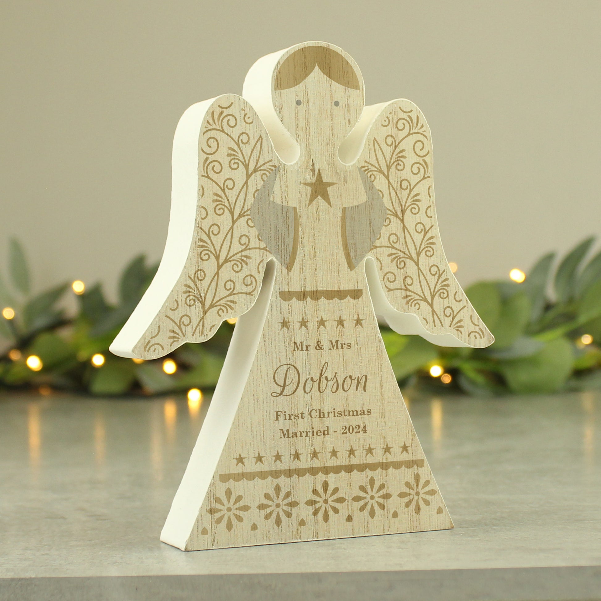 Personalised Christmas Angel Wooden Ornament - MK&JD Gifts