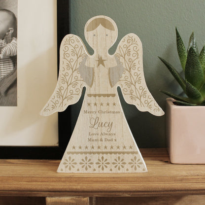 Personalised Christmas Angel Wooden Ornament - MK&JD Gifts